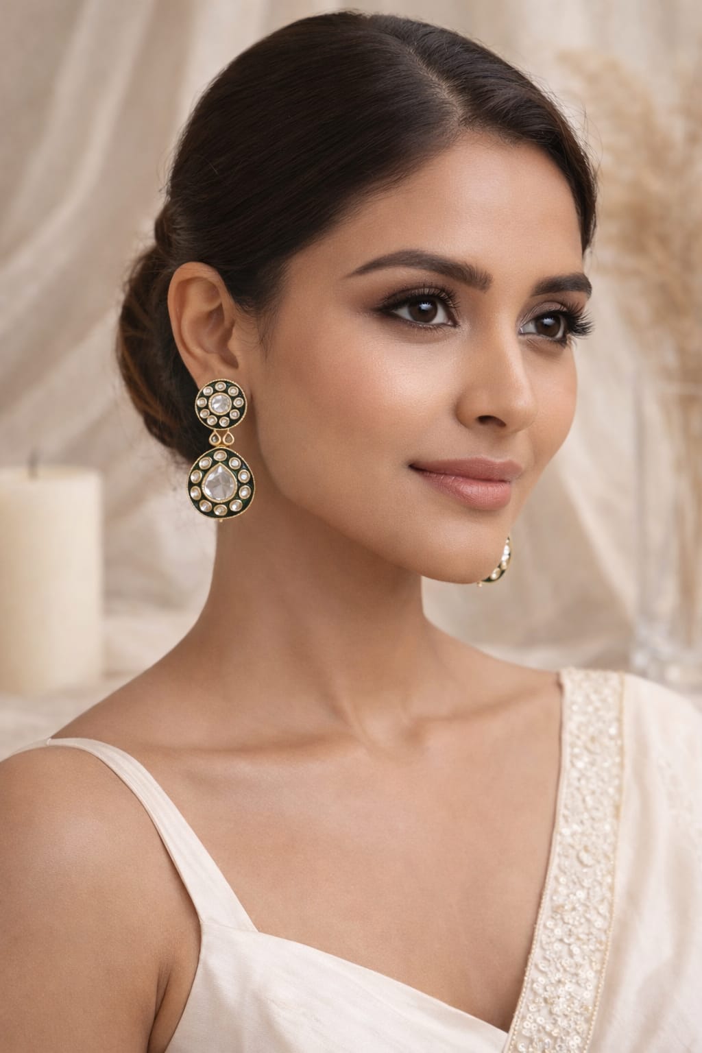 Emerald Halo Drop Earrings