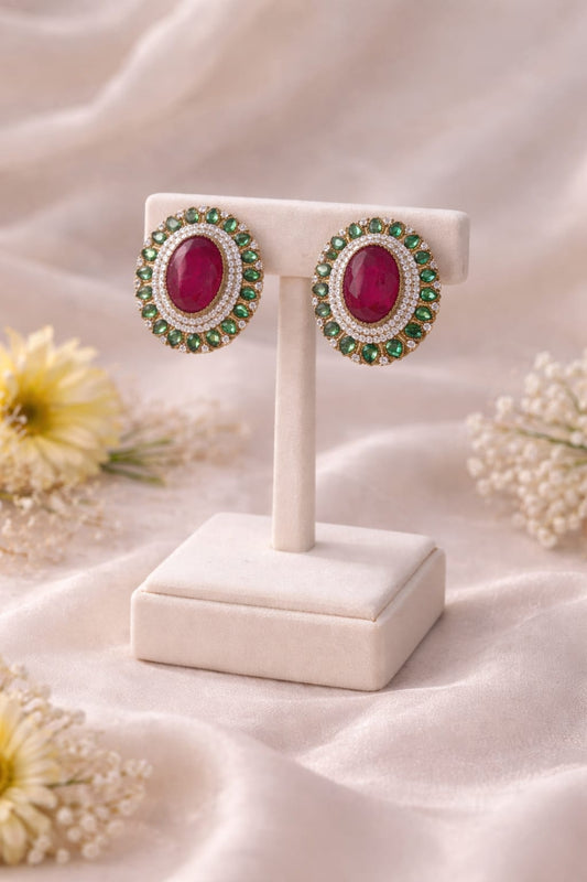 Ruby Crown Studs