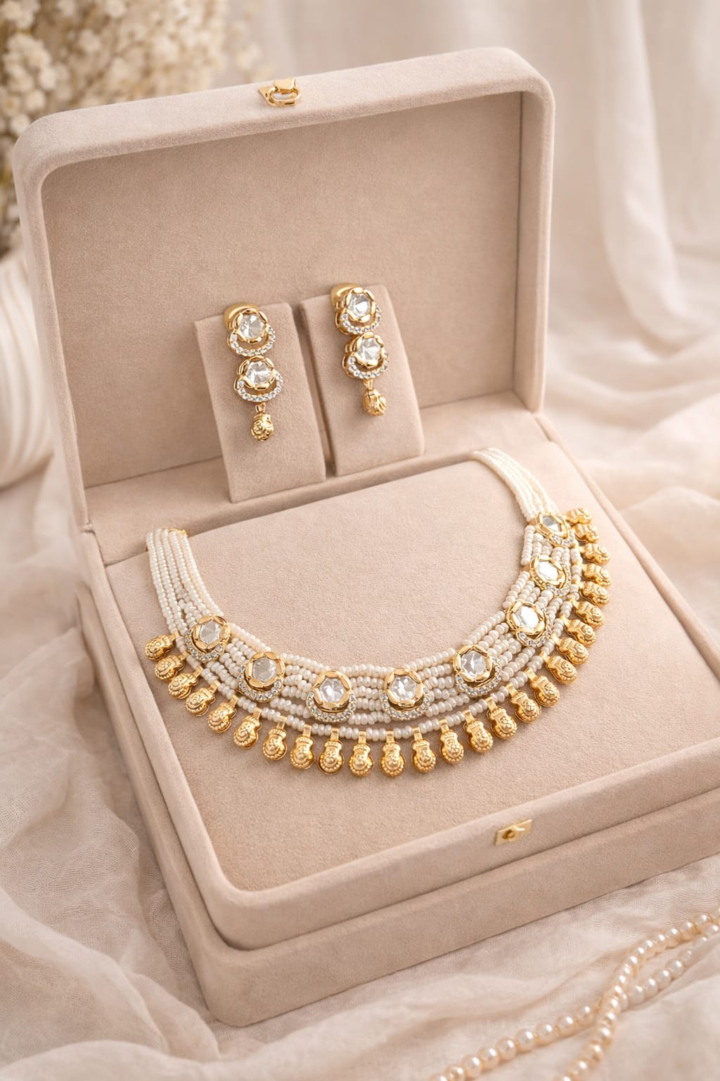 Kundan Pearl Drop Set