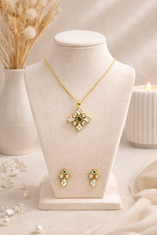 Emerald Charm Pendant Set