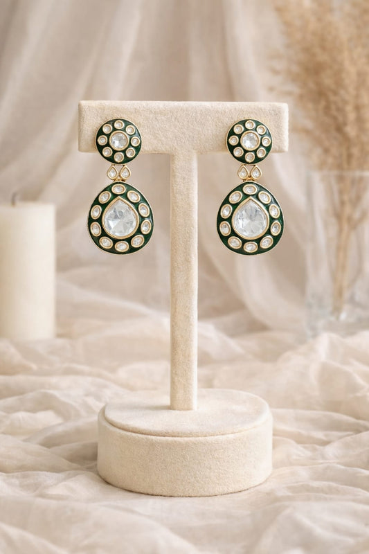 Emerald Halo Drop Earrings
