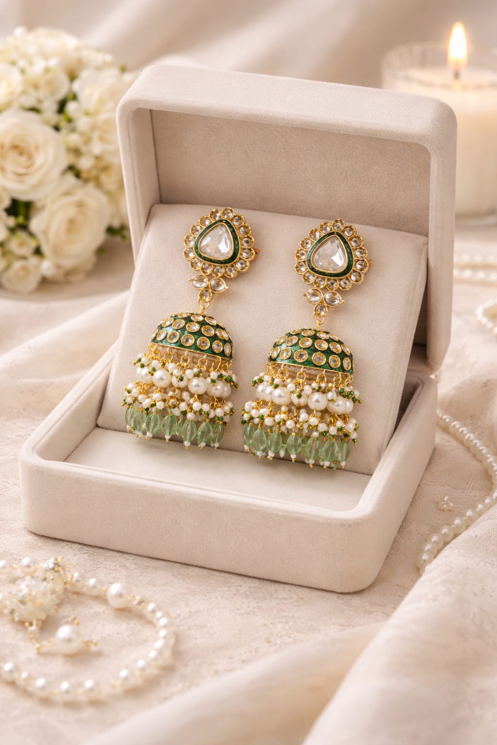 Green Glow Jhumkas