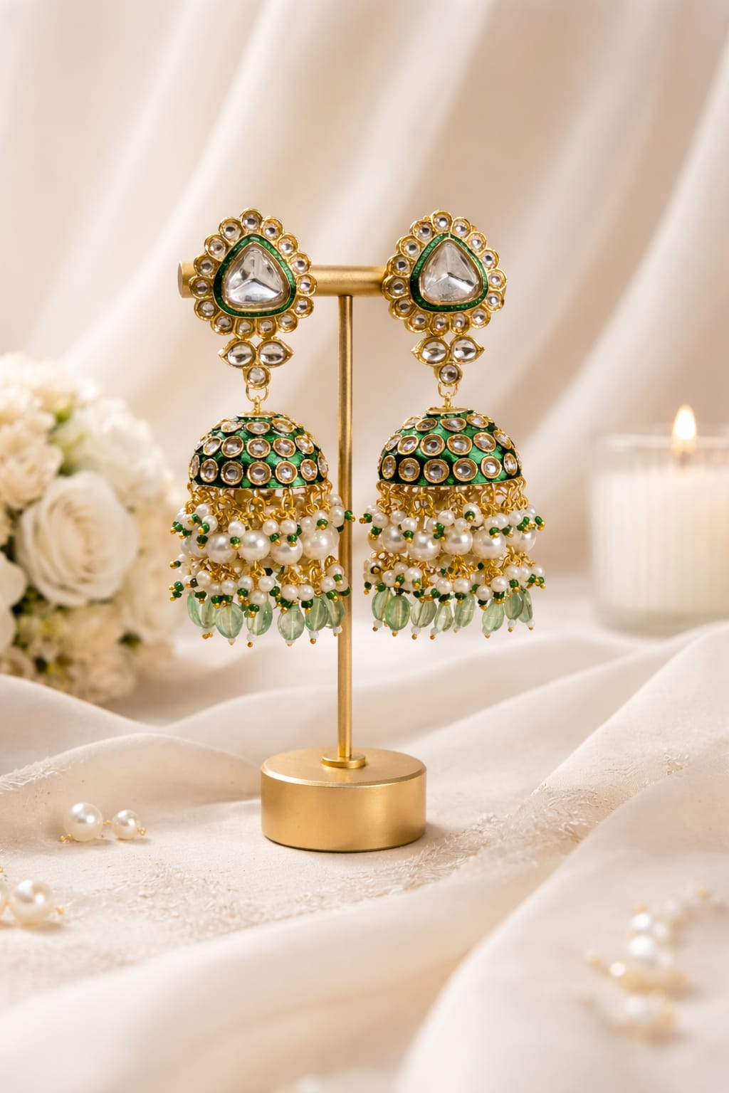 Green Glow Jhumkas