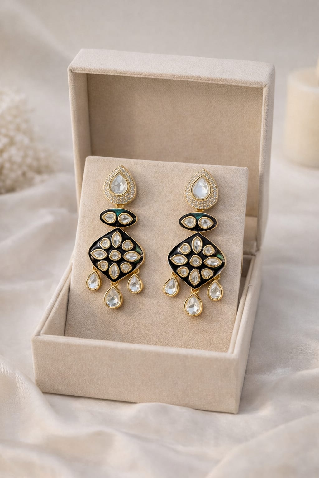 Emerald Petal Danglers