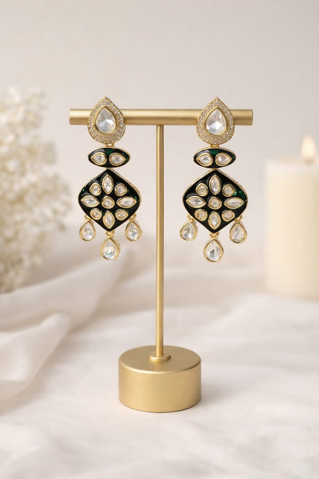 Emerald Petal Danglers