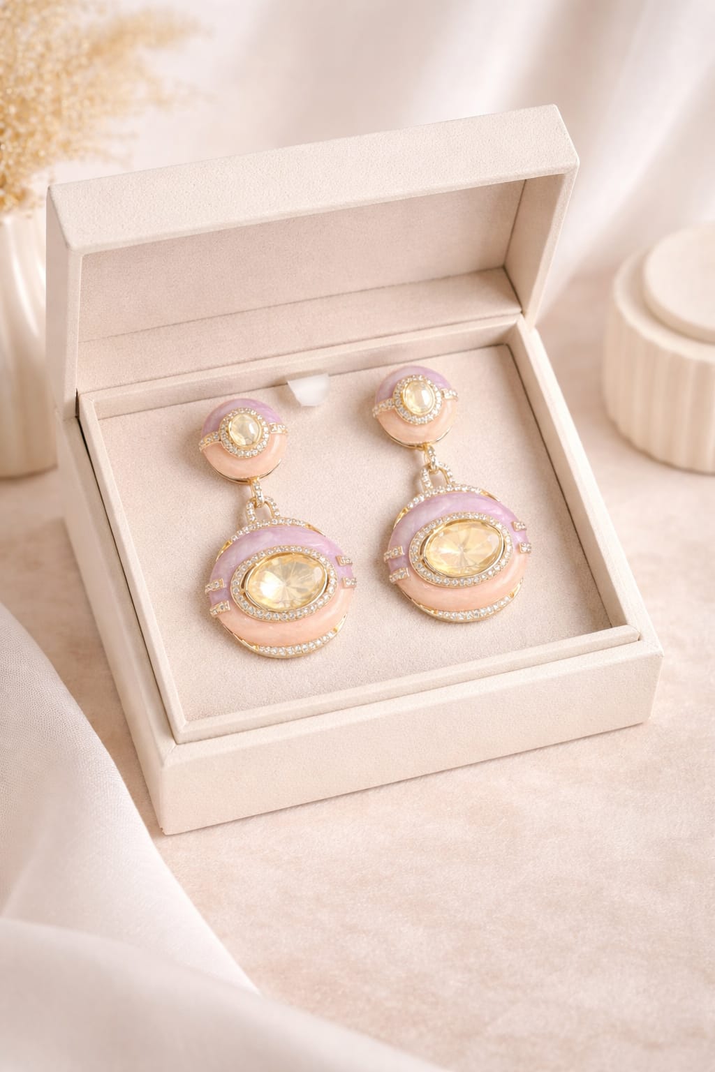 Blush Halo Drop Earrings