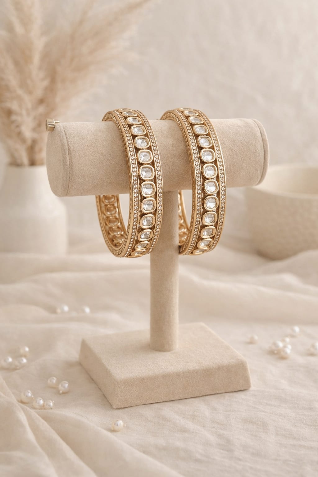 Elegant Gold-Tone Kundan Bangles
