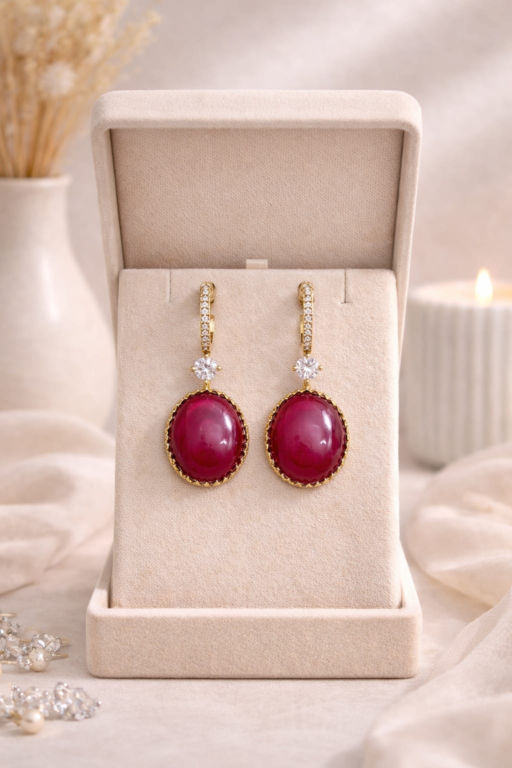 Ruby Glow Drop Earrings