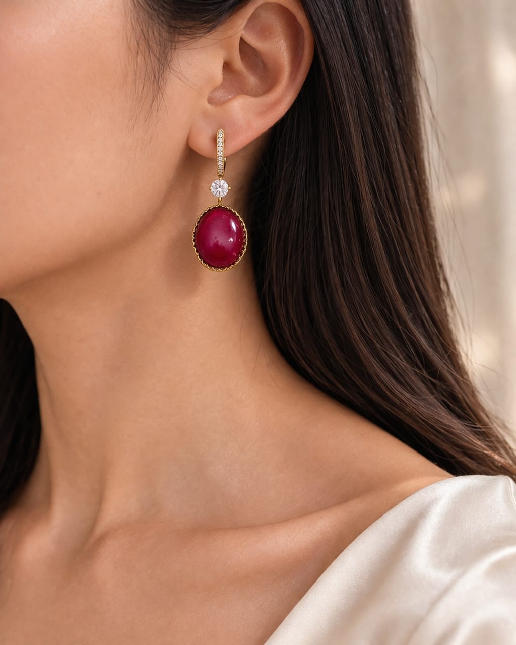 Ruby Glow Drop Earrings