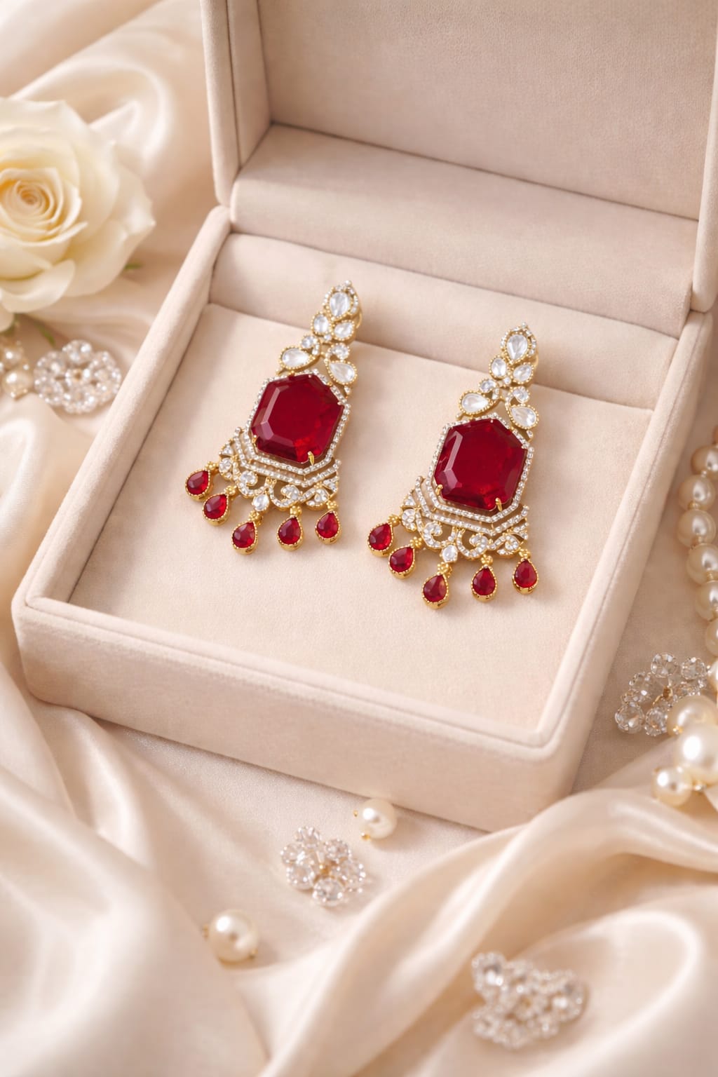 Crimson Regal Drop Earrings