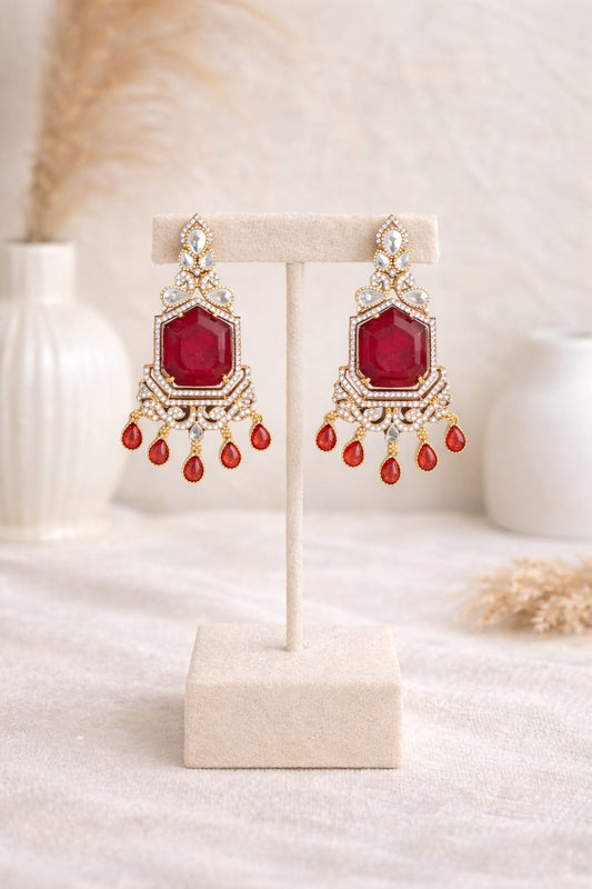 Crimson Regal Drop Earrings